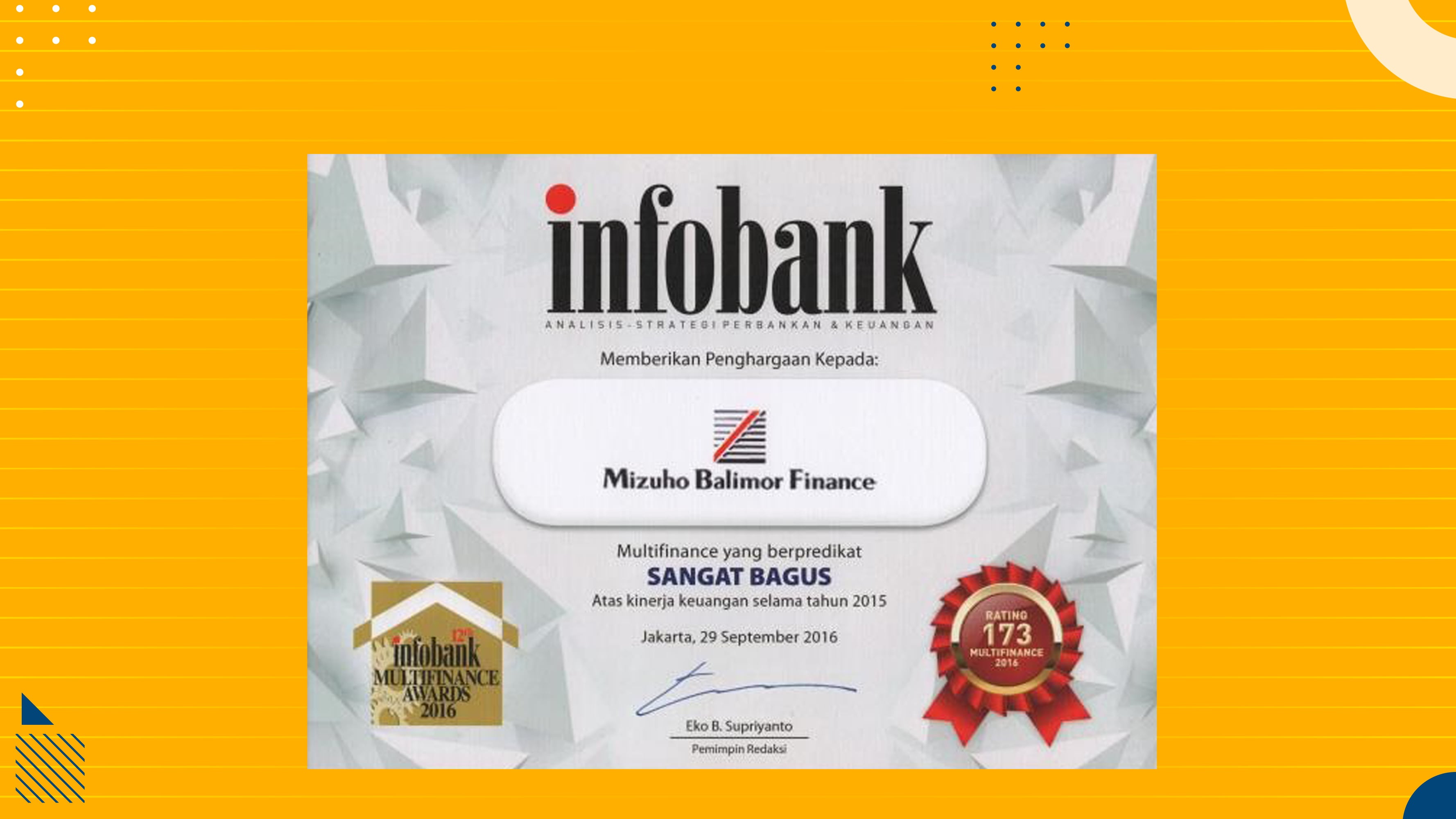 Penghargaan untuk Mizuho Balimor Finance